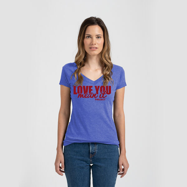 Love You Mean It Project - Ladies Slim Fit V Neck Poly-Rich Tee Thumbnail