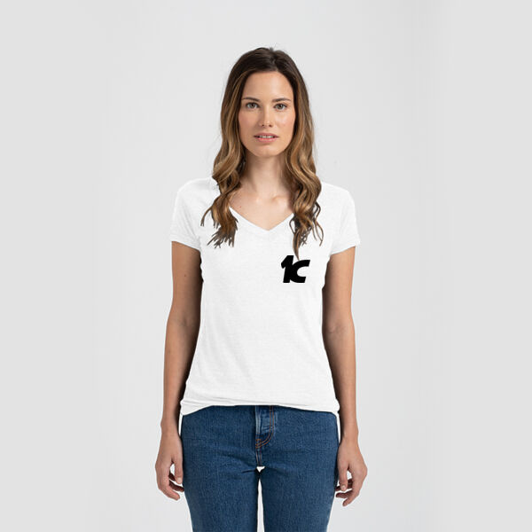 C1_K - Ladies Slim Fit V Neck Poly-Rich Tee Thumbnail