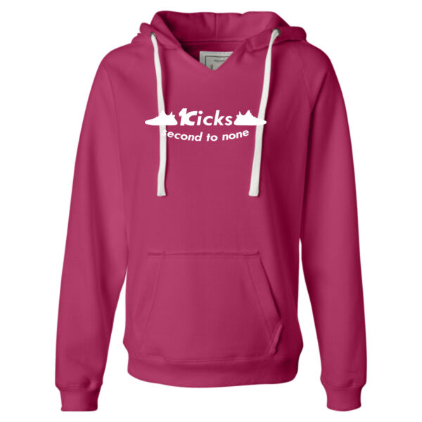 Logo - Ladies' Sueded V-Neck Hooded Sweatshirt Thumbnail