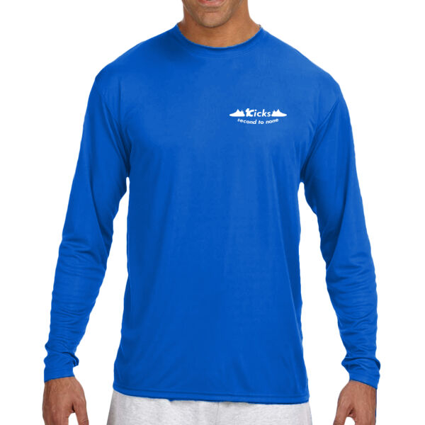 White Logo - Long Sleeve Cooling Performance Crew Dark Color Shirt Thumbnail
