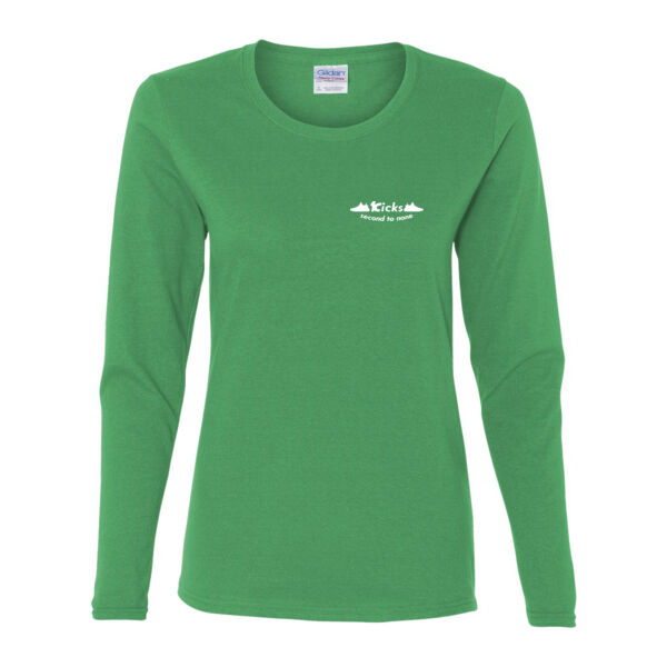 White Logo - Gildan Ladies Ultra Cotton™ Long Sleeve Missy Fit T Shirt Thumbnail