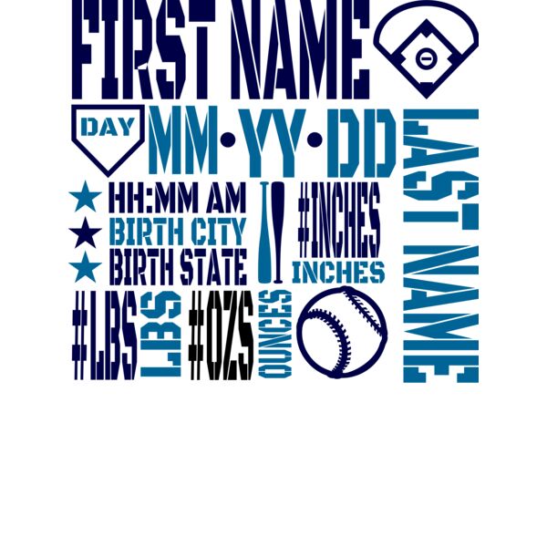 Birth Stats - Baseball - Blue Thumbnail