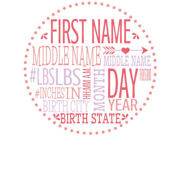 Birth Stats - Circle - Orange / Purple Thumbnail