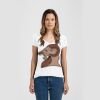 Ladies Slim Fit V Neck Poly-Rich Tee Thumbnail