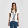 Ladies Slim Fit V Neck Poly-Rich Tee Thumbnail