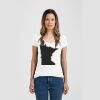 Ladies Slim Fit V Neck Poly-Rich Tee Thumbnail